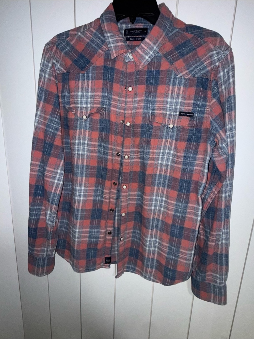 Lucky Brand Blue and Red Plaid Flannel Shirt